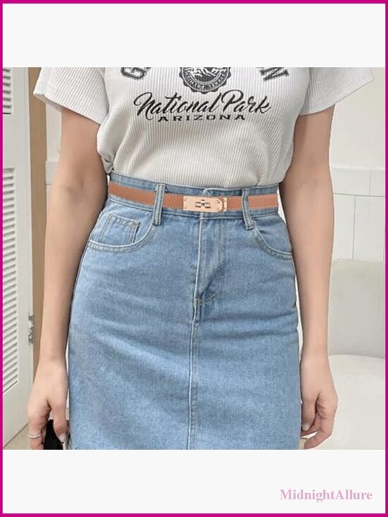 Adjustable Skinny Belt for Dresses Jeans Alloy Turn Lock Buckle main image 5